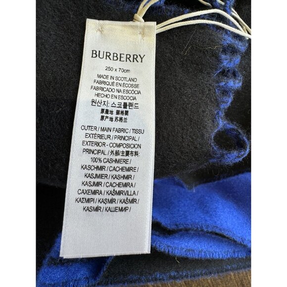 $1450 NWT BURBERRY PRORSUM Blue Luxurious Reversible Pure Cashmere Large Shawl - Picture 8 of 16